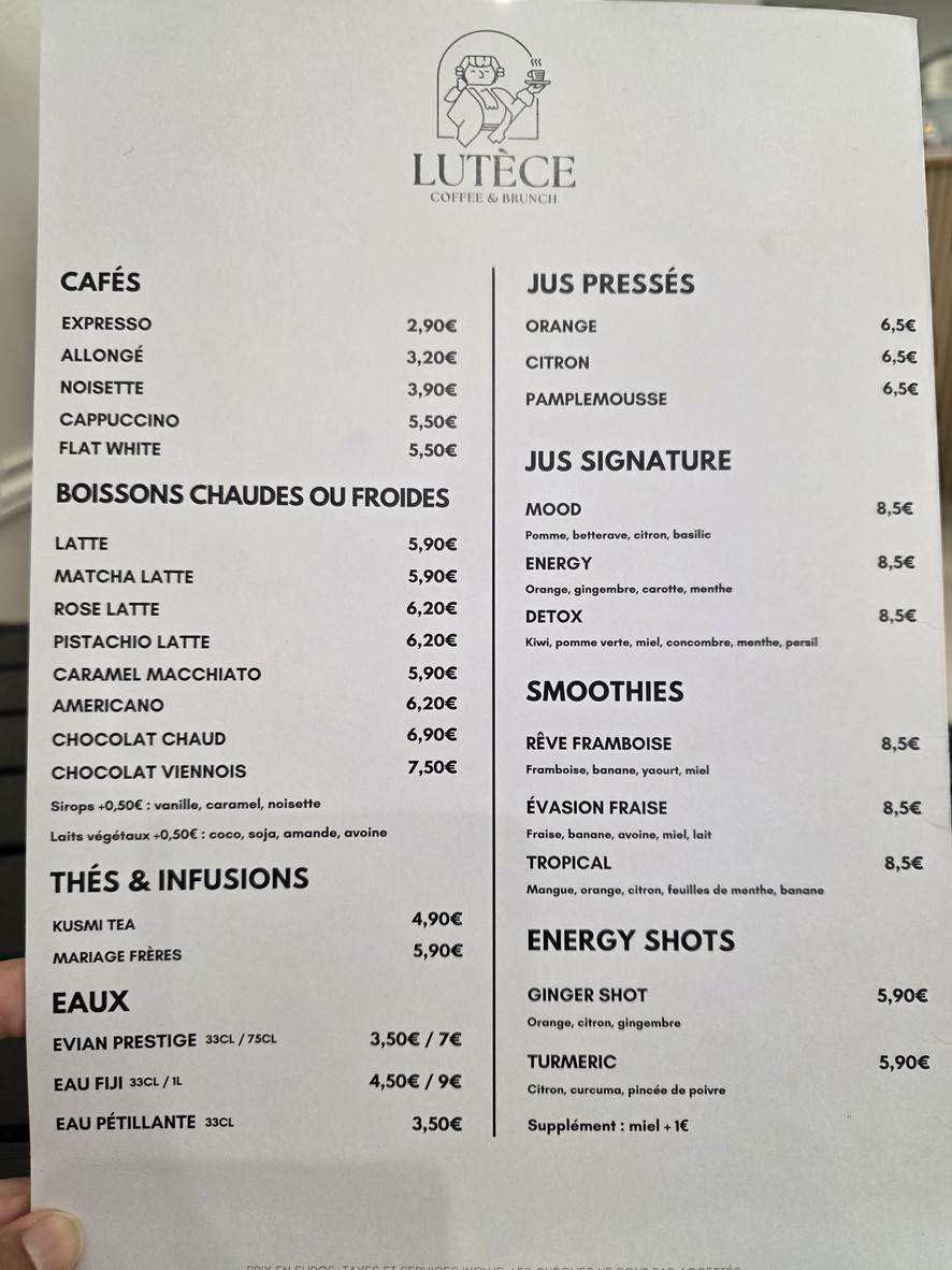 LUTÈCE COFFEE menu 3