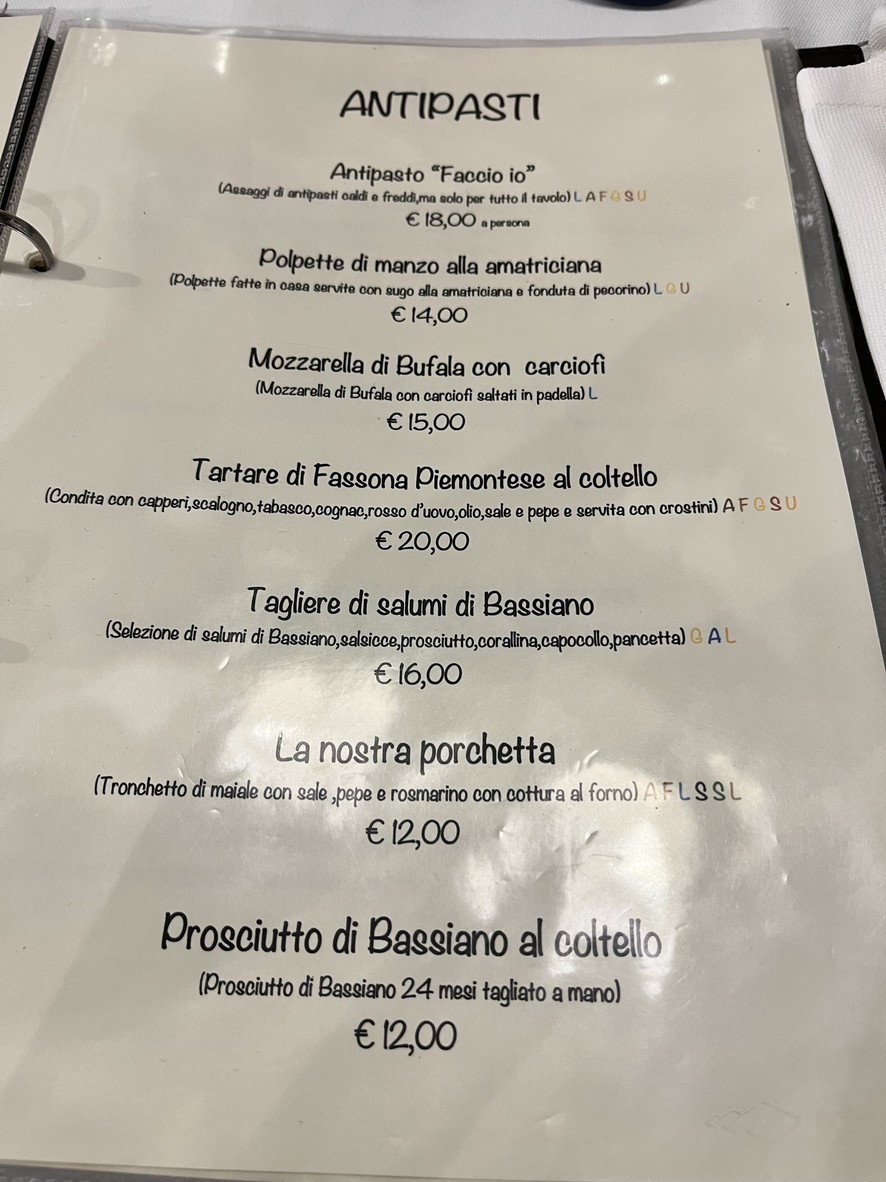Trattoria Da Danilo menu 1