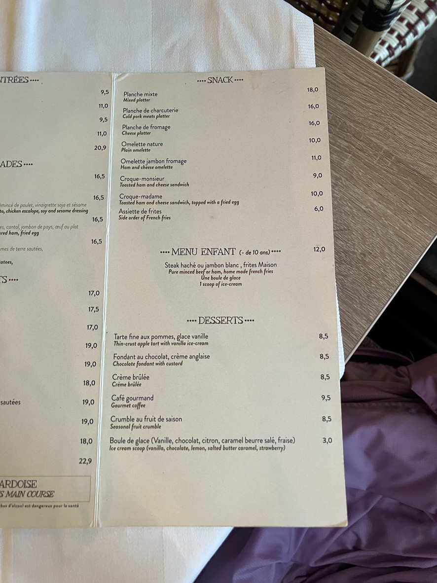Bistro Mauzac menu 2
