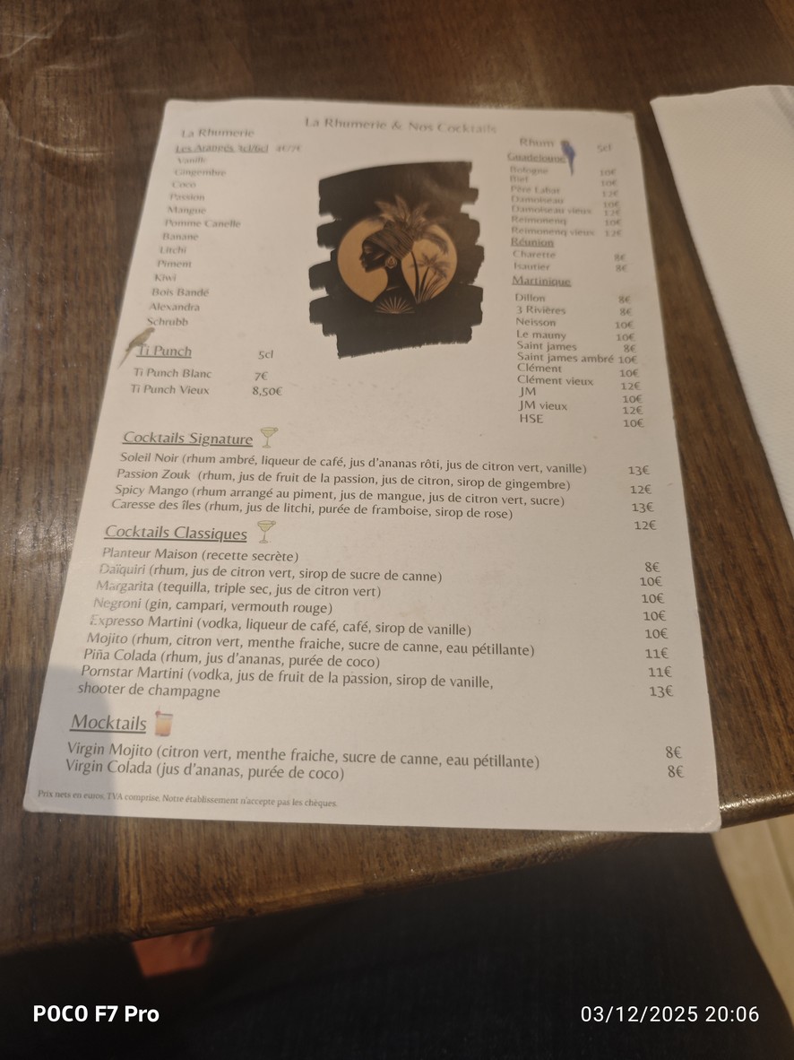 Le Comptoir des Iles menu 2