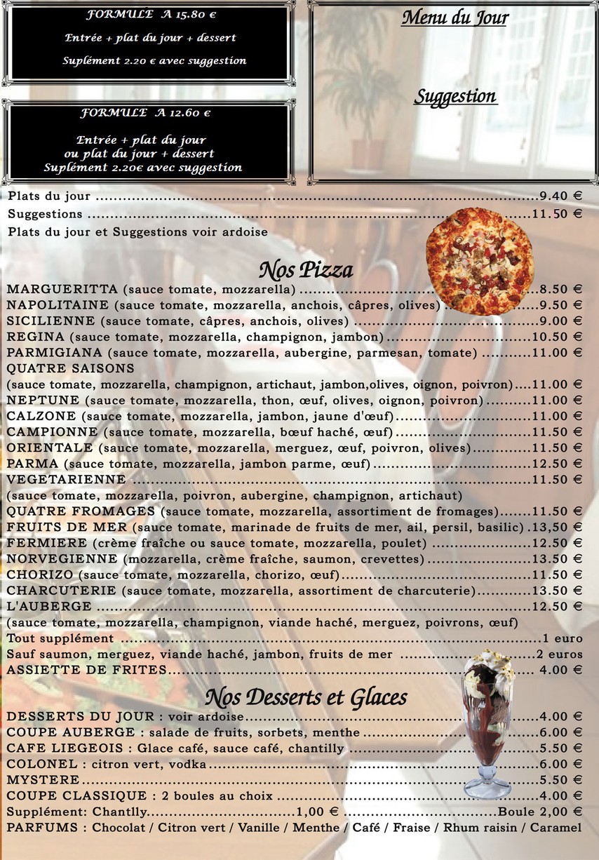Restaurant Le Cheval Noir Pantin menu 1