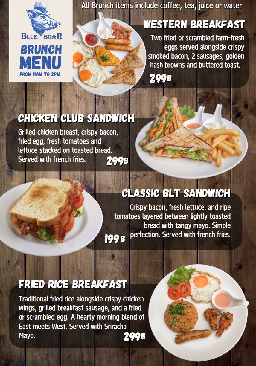 蓝猪酒吧和餐厅 menu 1
