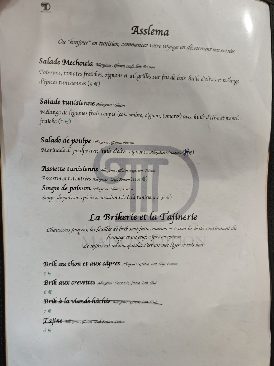 Maison Didon menu 1