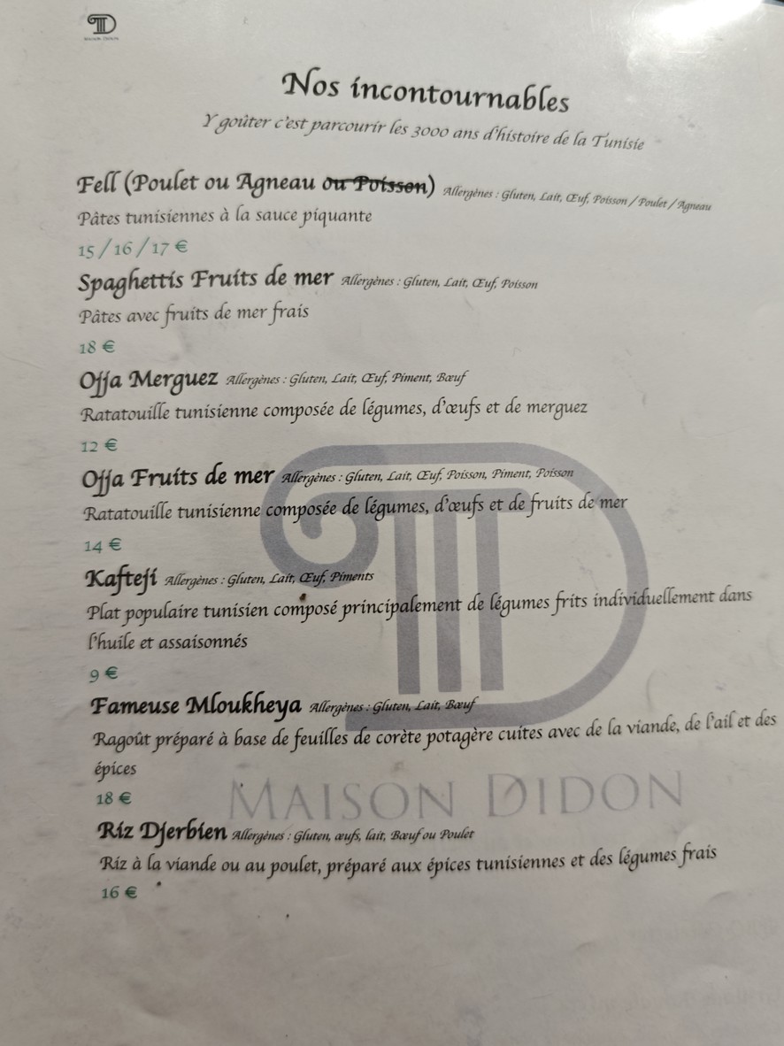 Maison Didon menu 2
