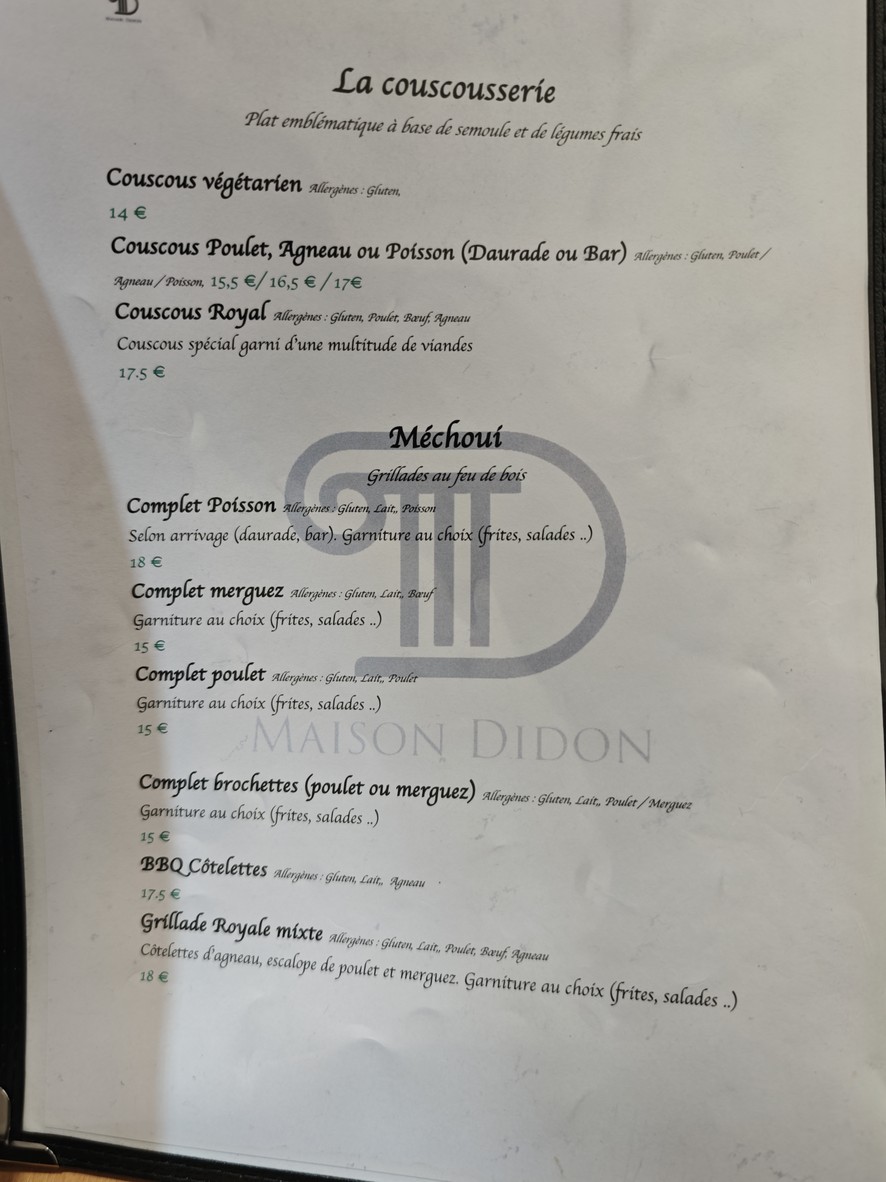Maison Didon menu 3