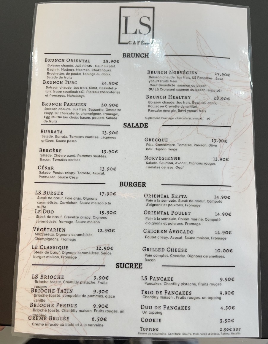 LS café - Brunch Halal menu 1