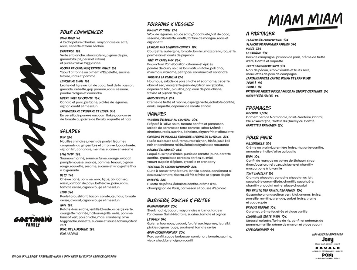 FanFan menu 1