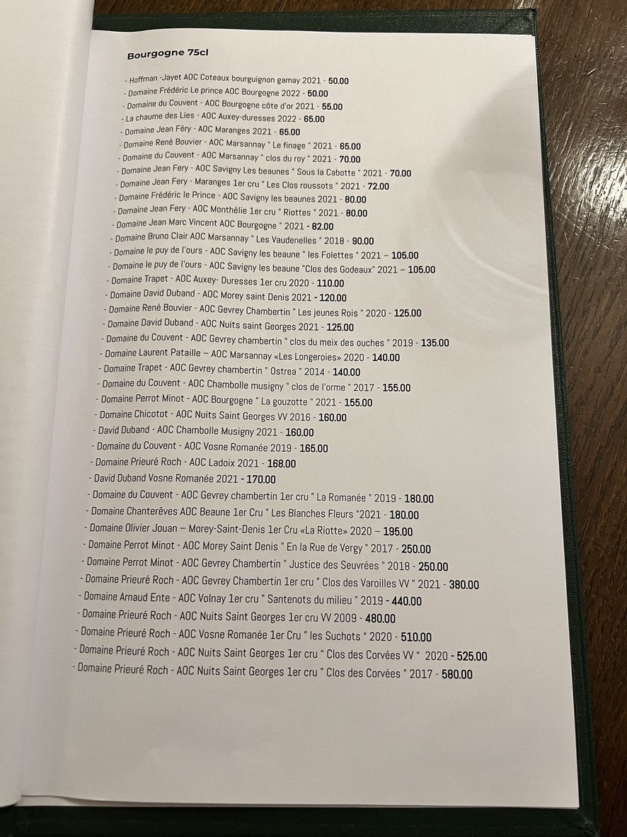 Restaurant Janine menu 2