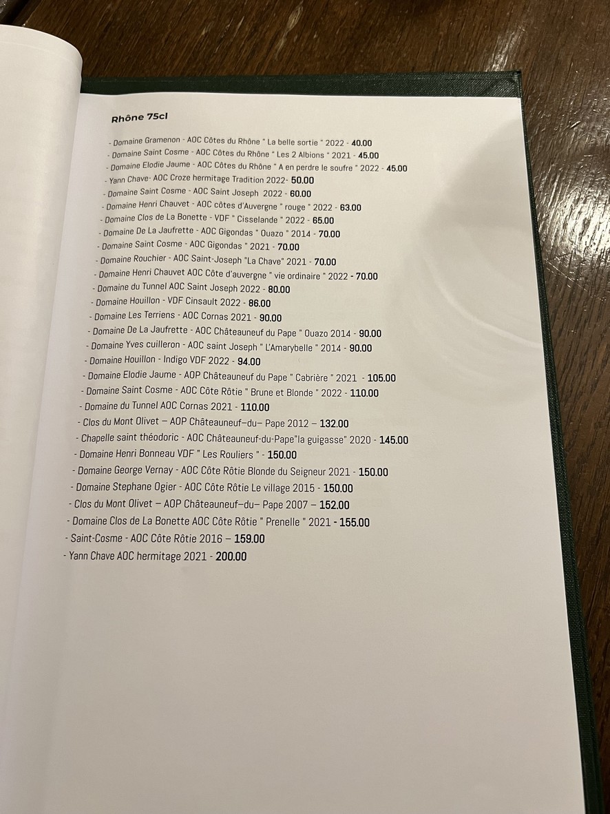 Restaurant Janine menu 3