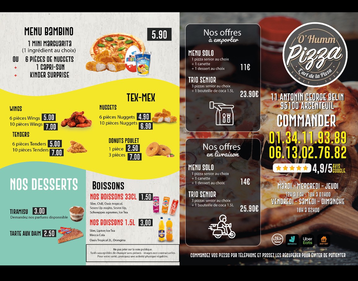 O'Humm Pizza menu 2