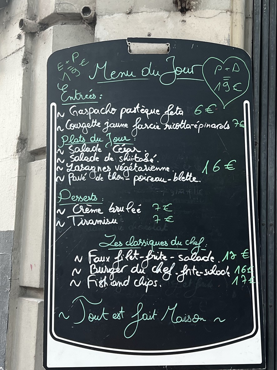 Le Chaland menu 1