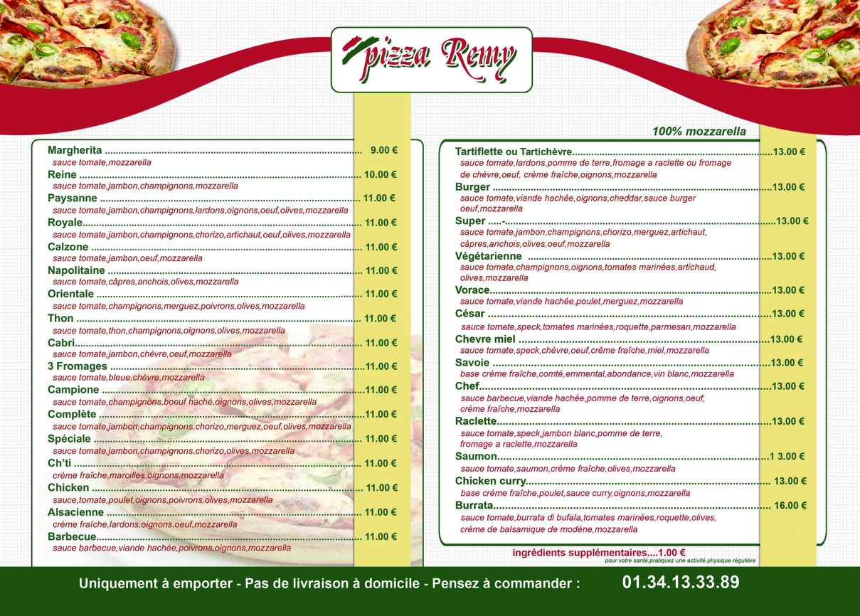 PIZZA REMY menu 1