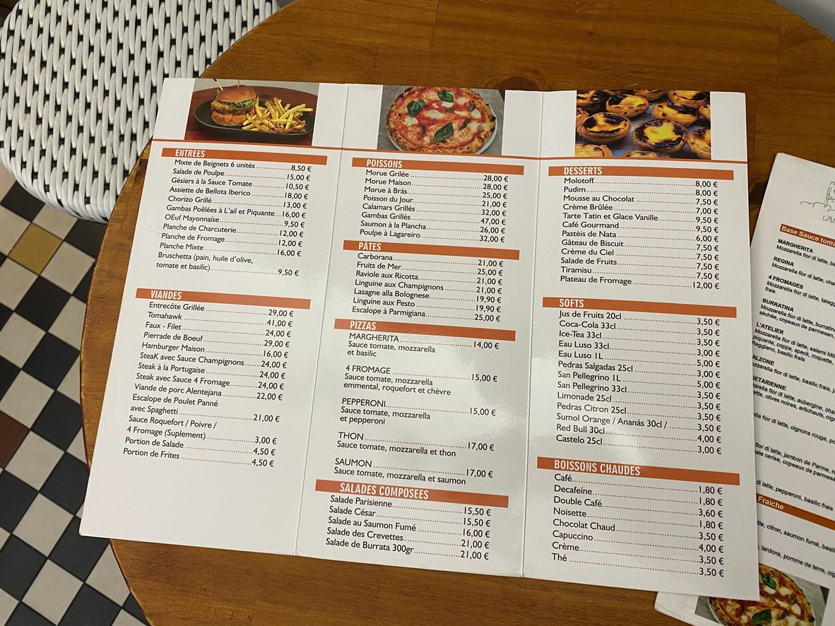 L'Atelier menu 2