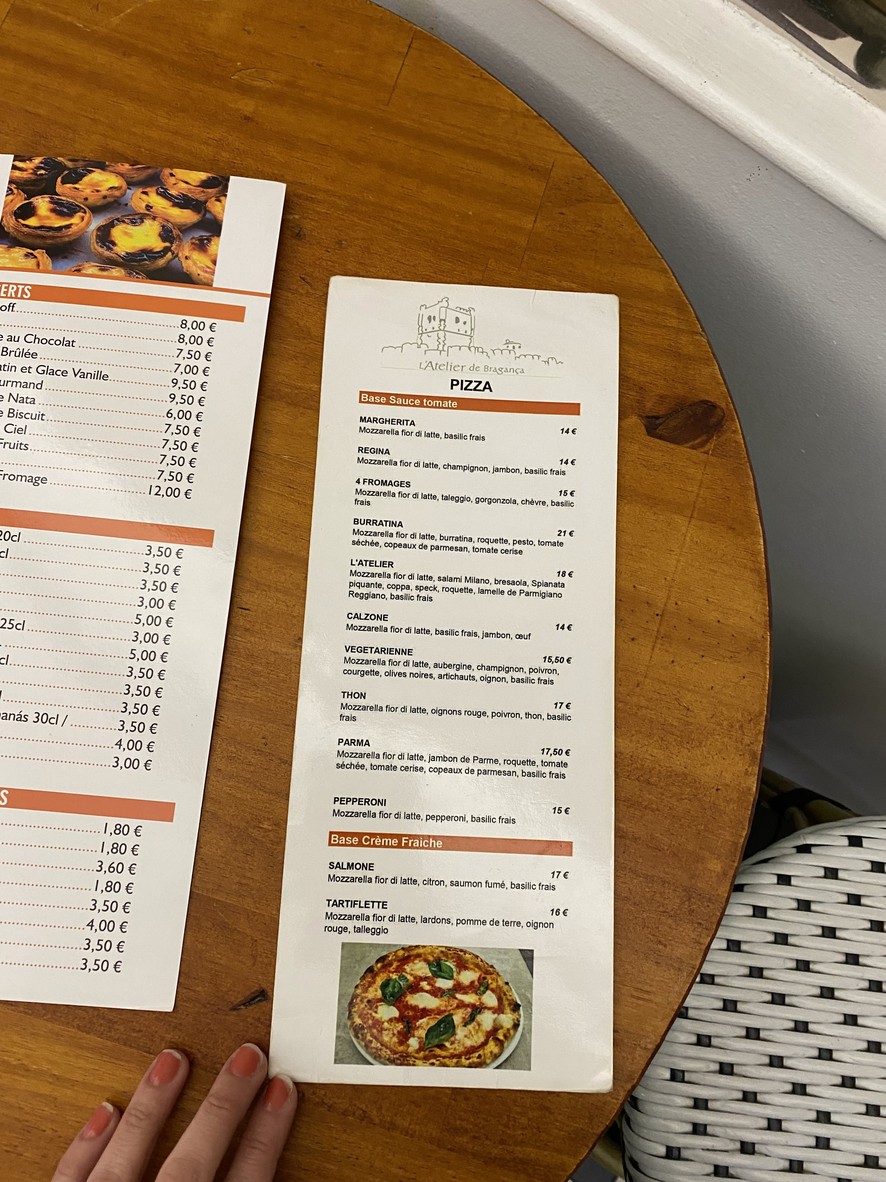 L'Atelier menu 3