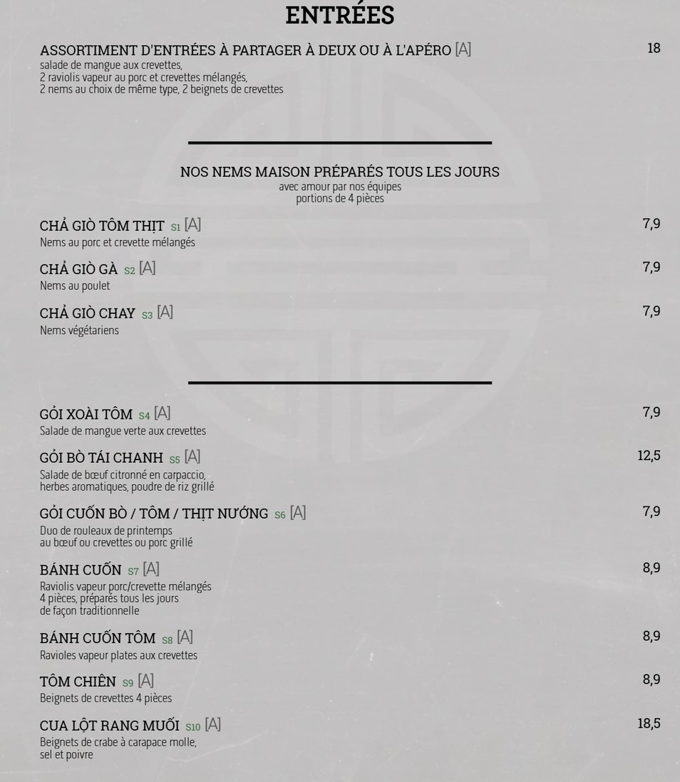 Comme Au Vietnam menu 1