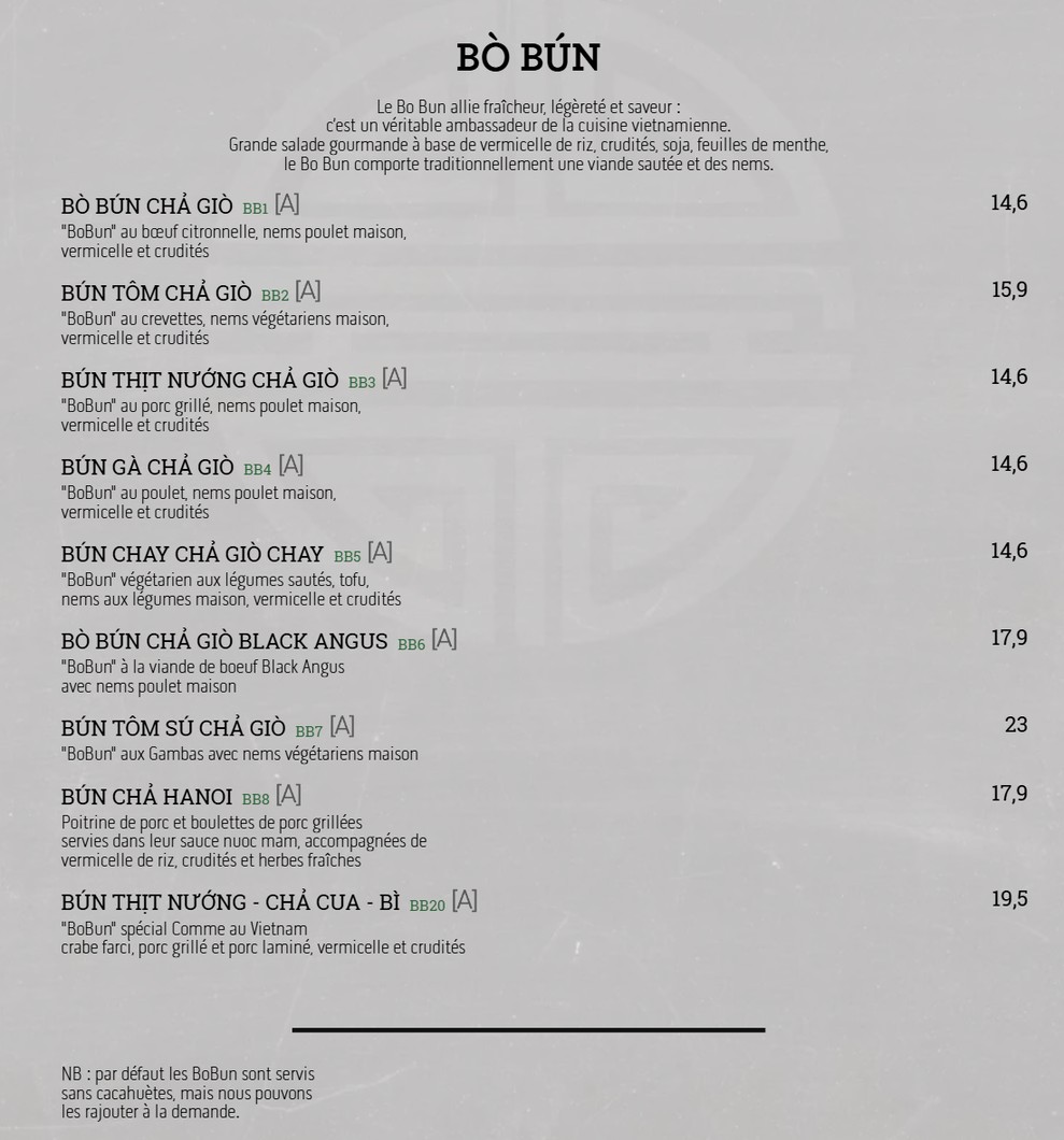 Comme Au Vietnam menu 3