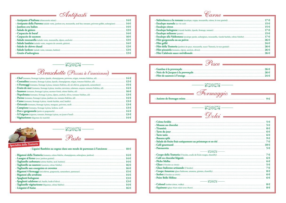 La Trattoria di Montlignon menu 2