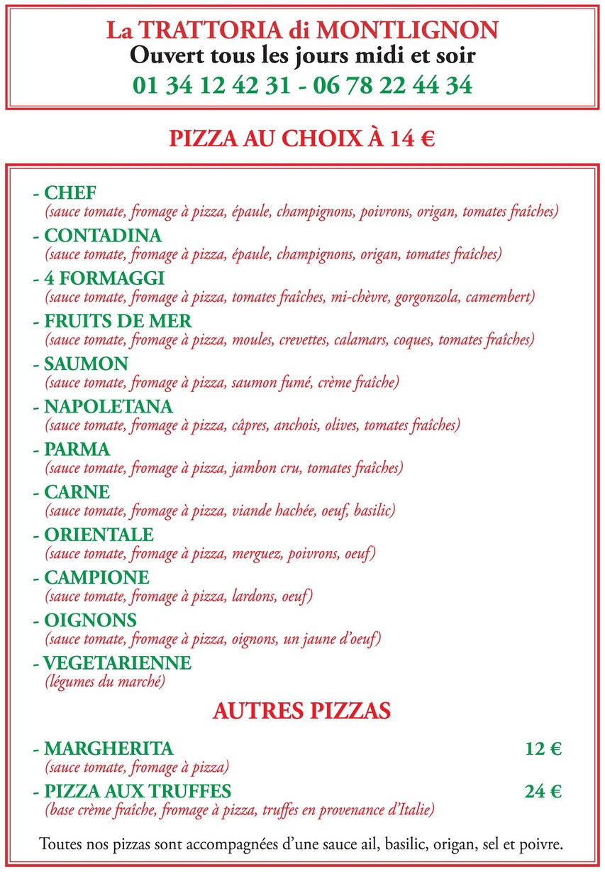 La Trattoria di Montlignon menu 3