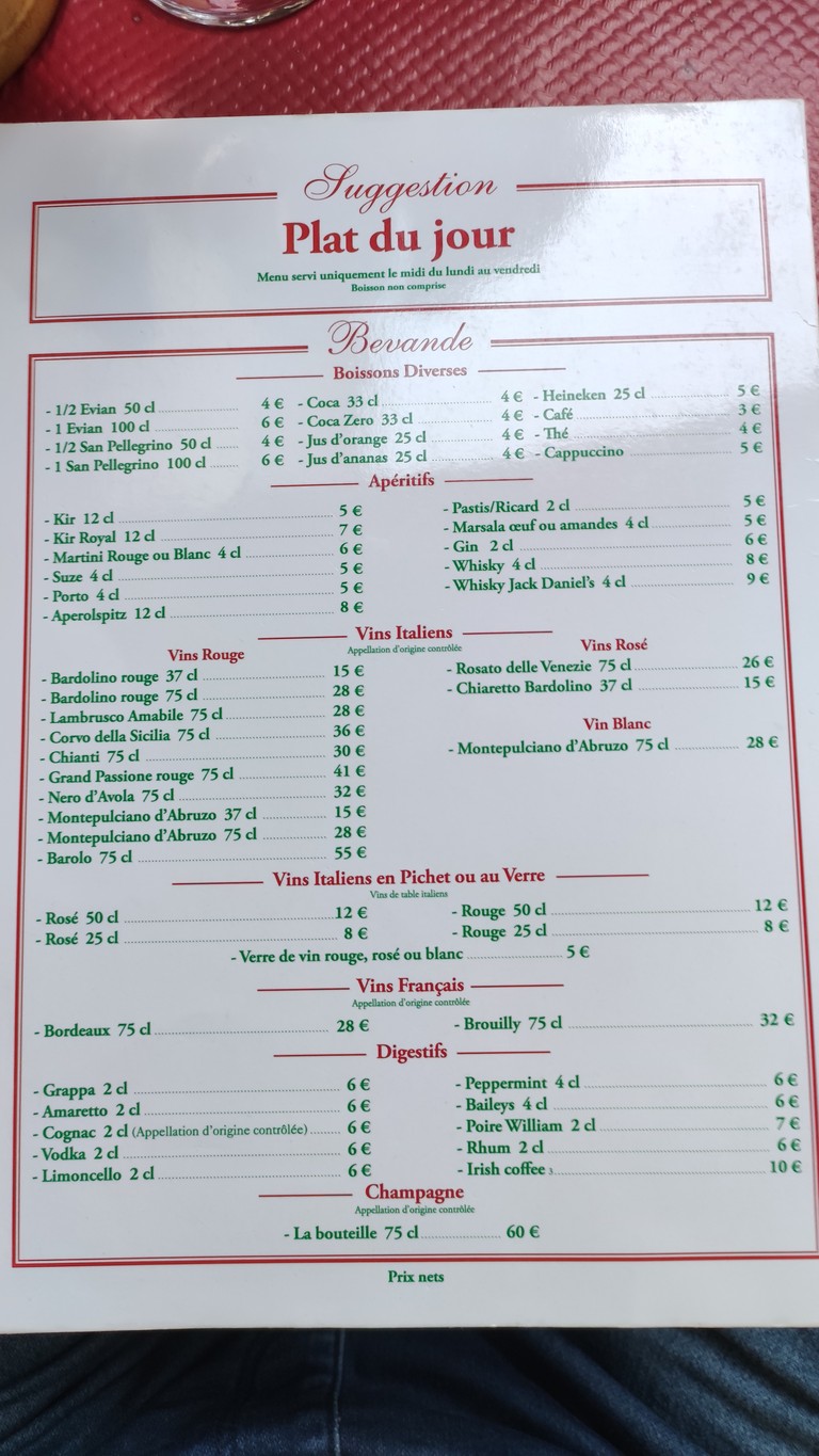 La Trattoria di Montlignon menu 4