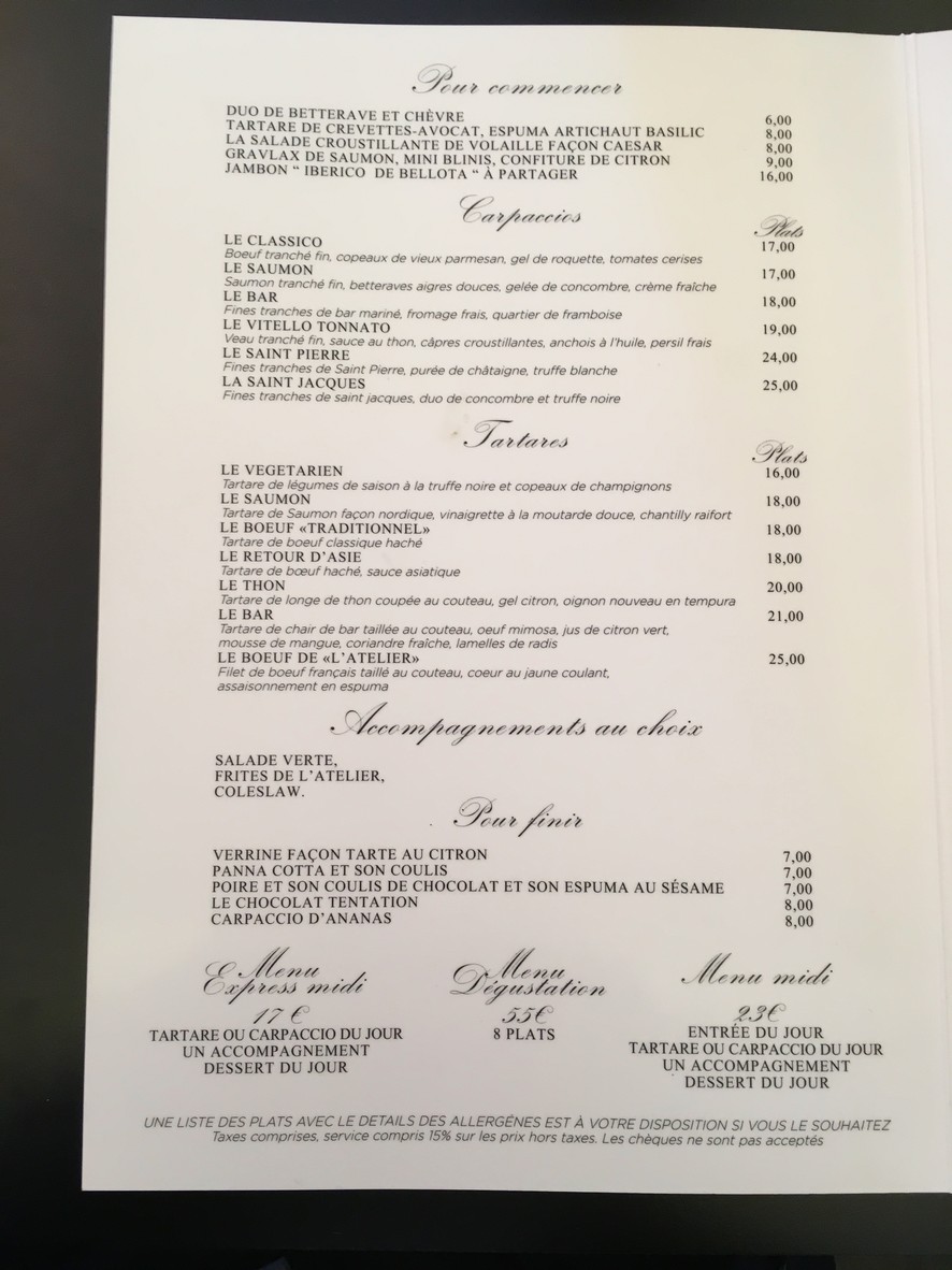 Café des Initiés menu 1