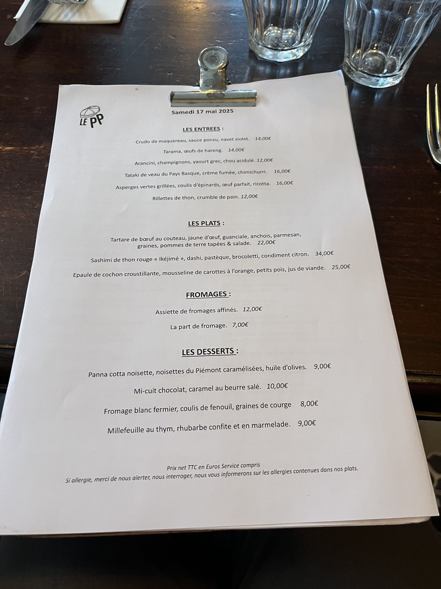Au petit Panisse menu 1
