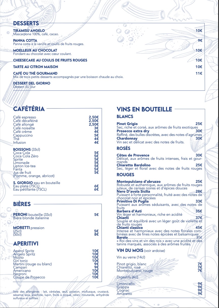 Angelo restaurant menu 3