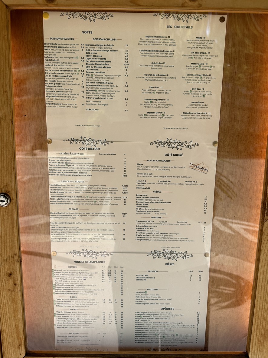 La Cabane menu 1