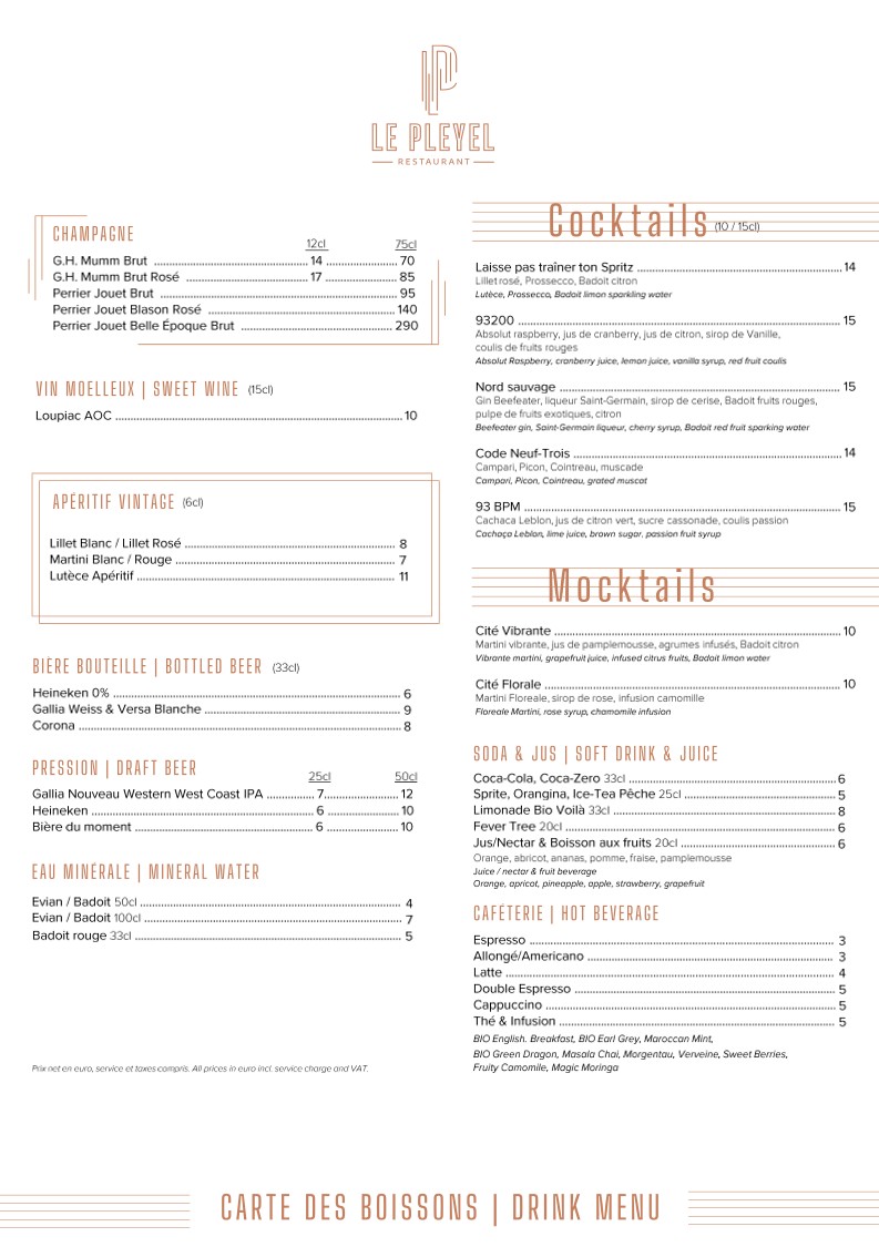 Le Pleyel Restaurant menu 3
