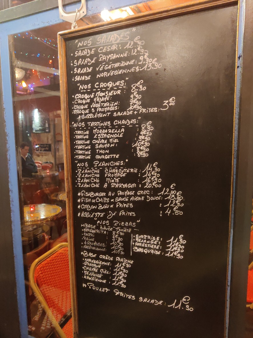 La Grange de Reuilly menu 1