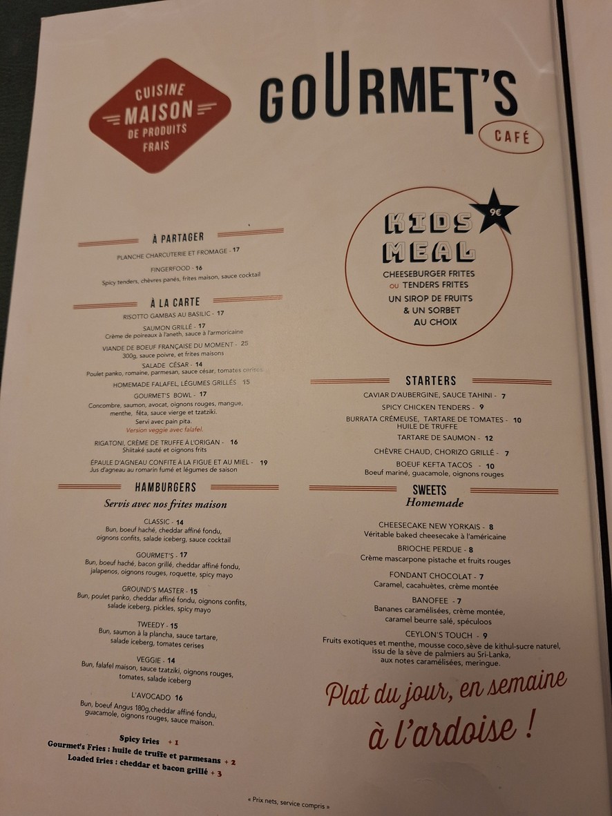 Gourmet’s Café - Argenteuil menu 3