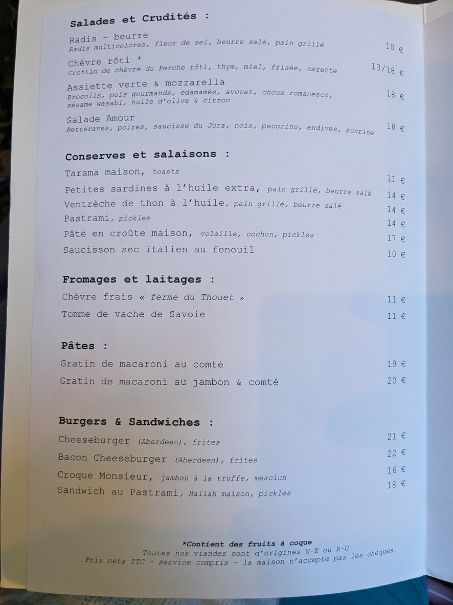 Restaurant Amour menu 2