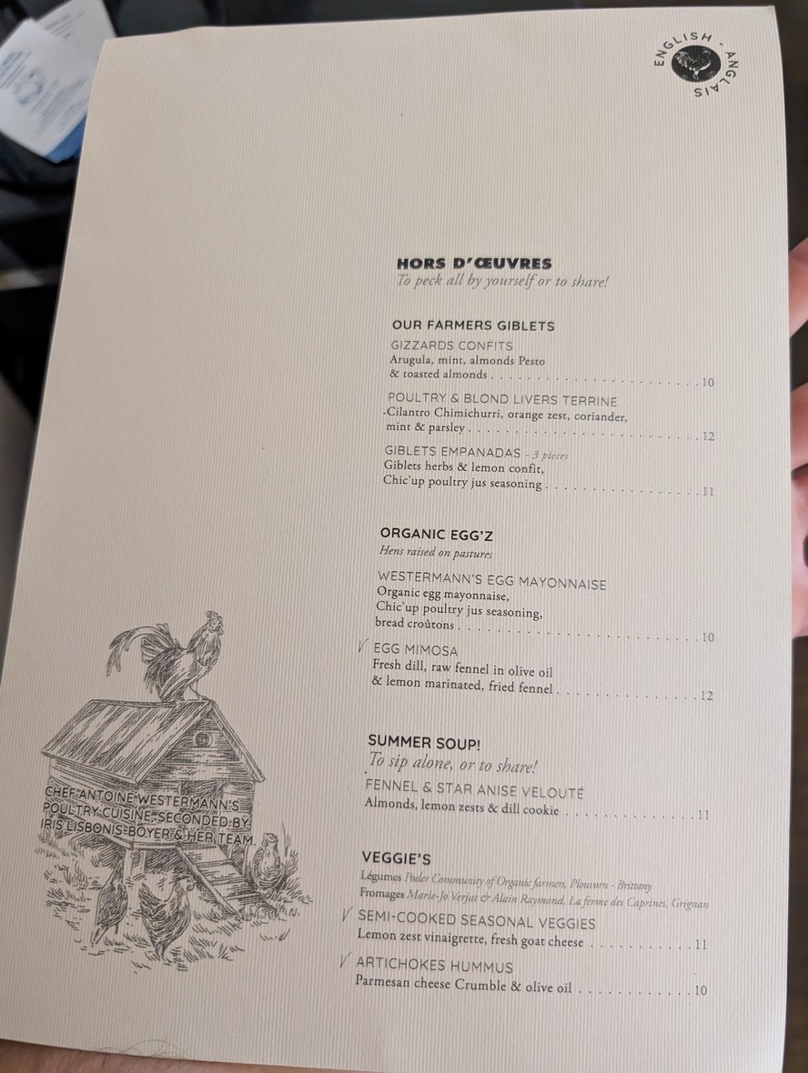 Le Coq & Fils - the Poultry House menu 1