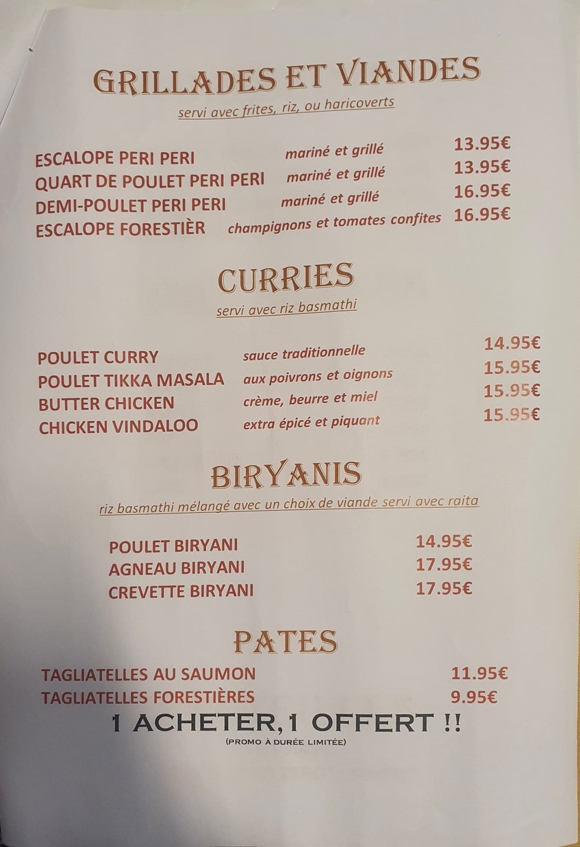 Sahara Restaurant menu 1