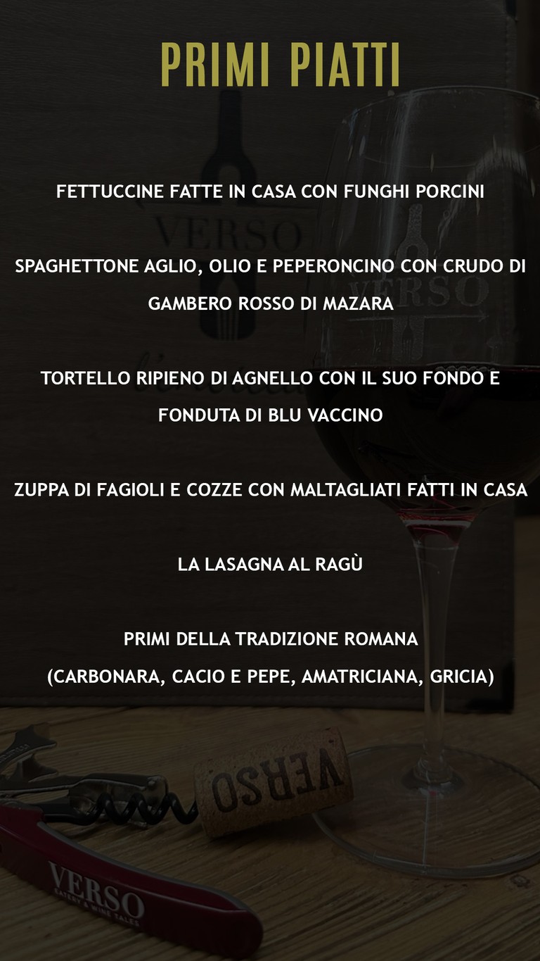 Verso - Vinosteria menu 3