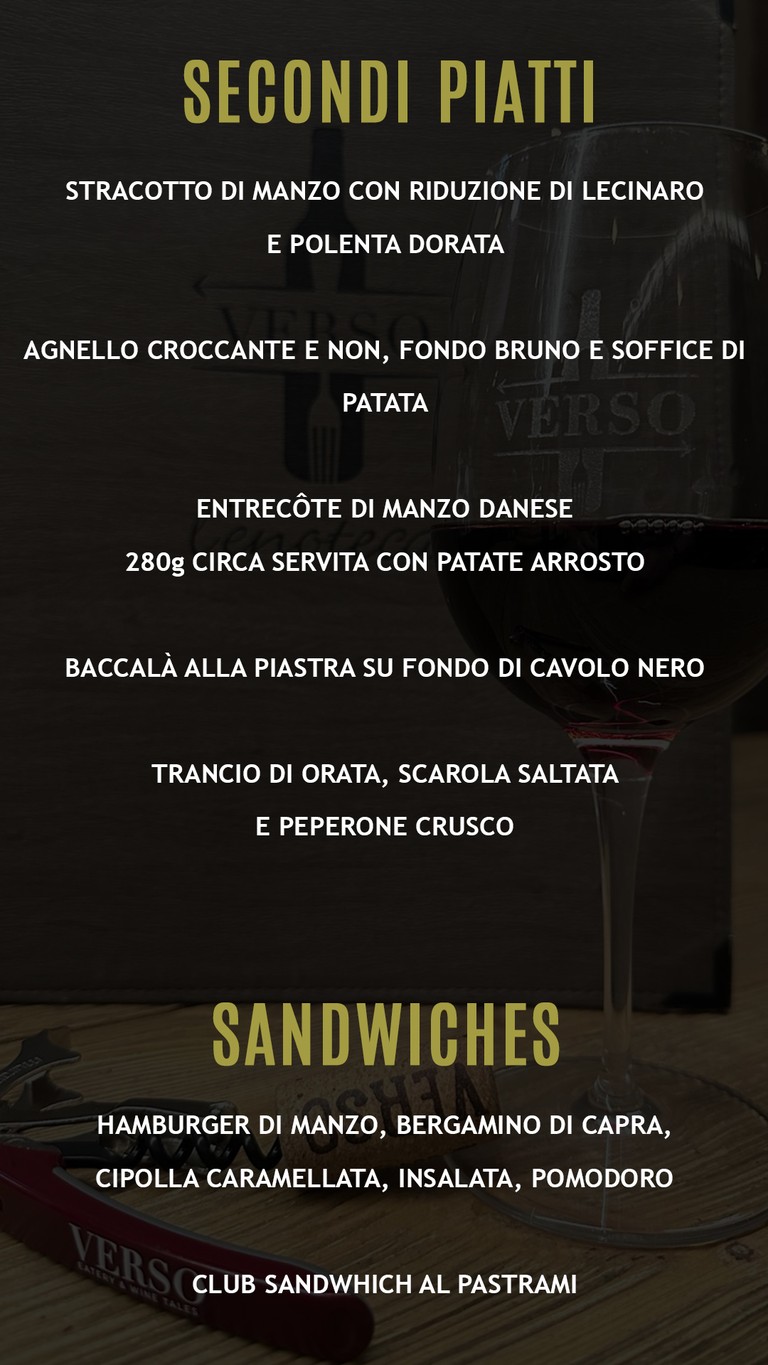 Verso - Vinosteria menu 4