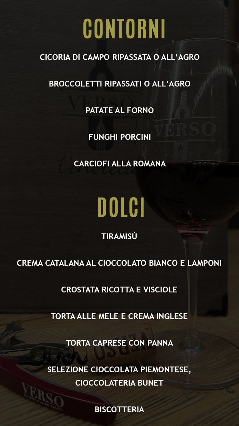 Verso - Vinosteria menu 5