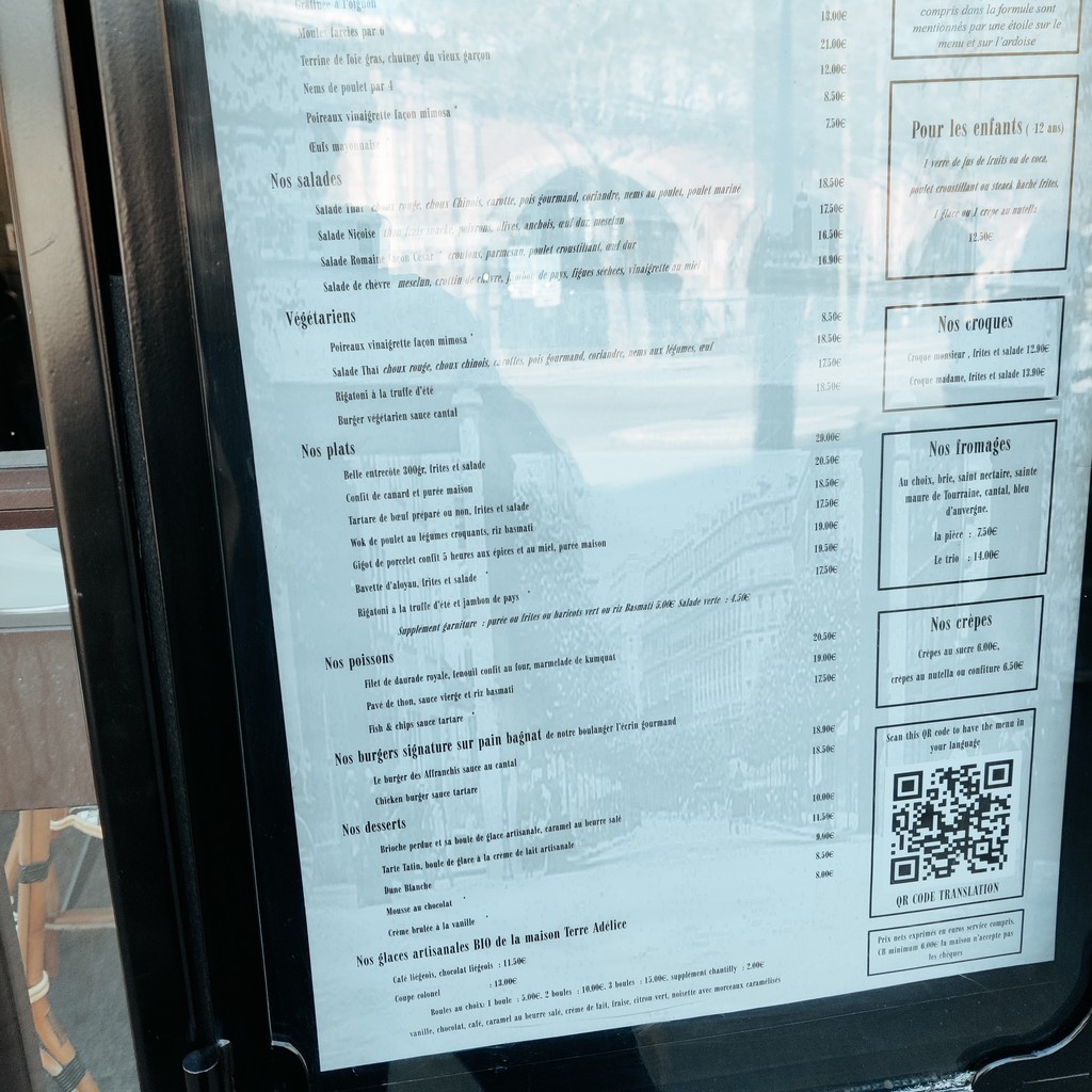 Les affranchis menu 2