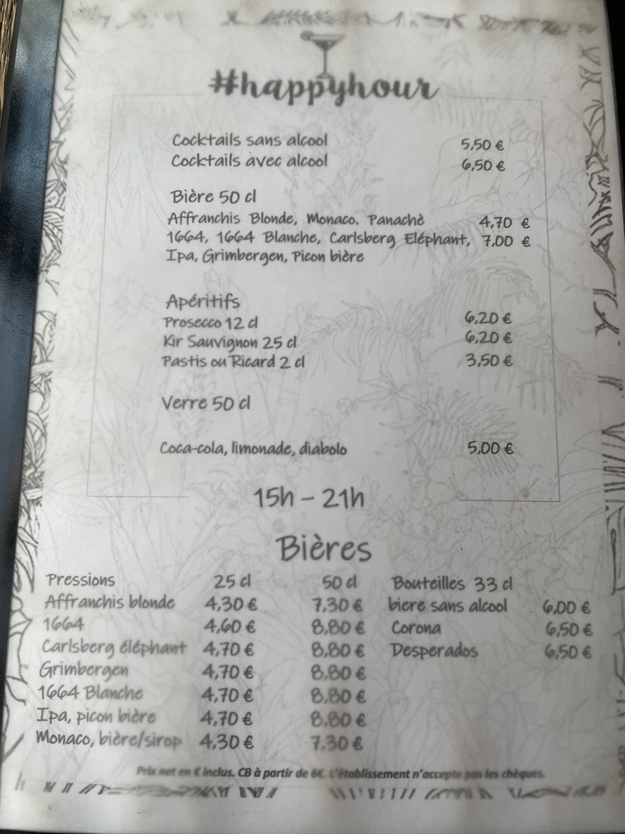 Les affranchis menu 5
