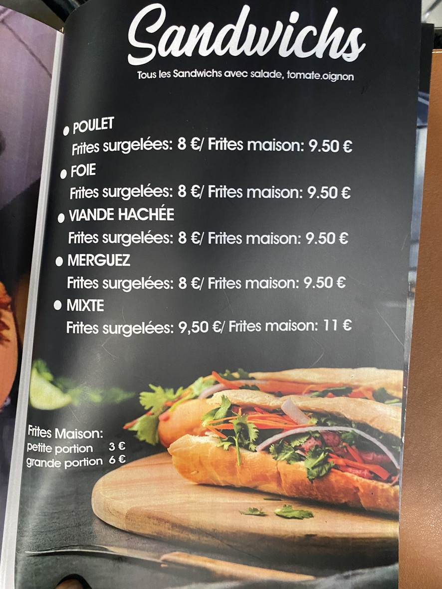 Cafe Restaurant La Belle Vue menu 2