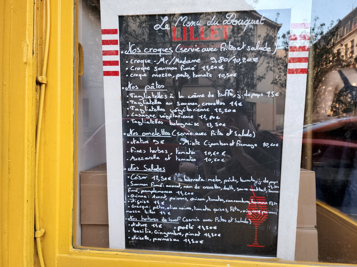 Le Bouquet des Archives menu 1