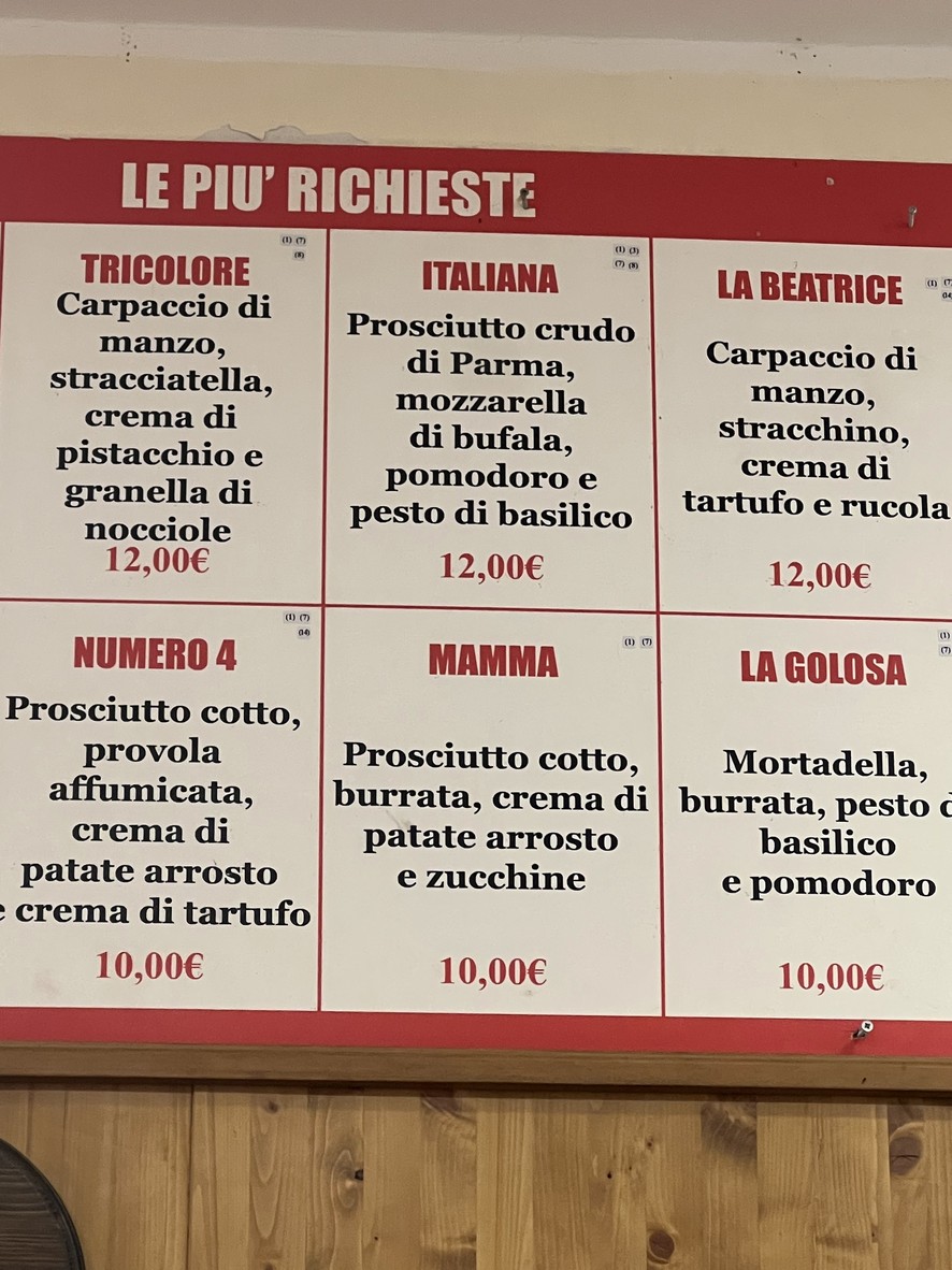 All'Antico Vinaio menu 3