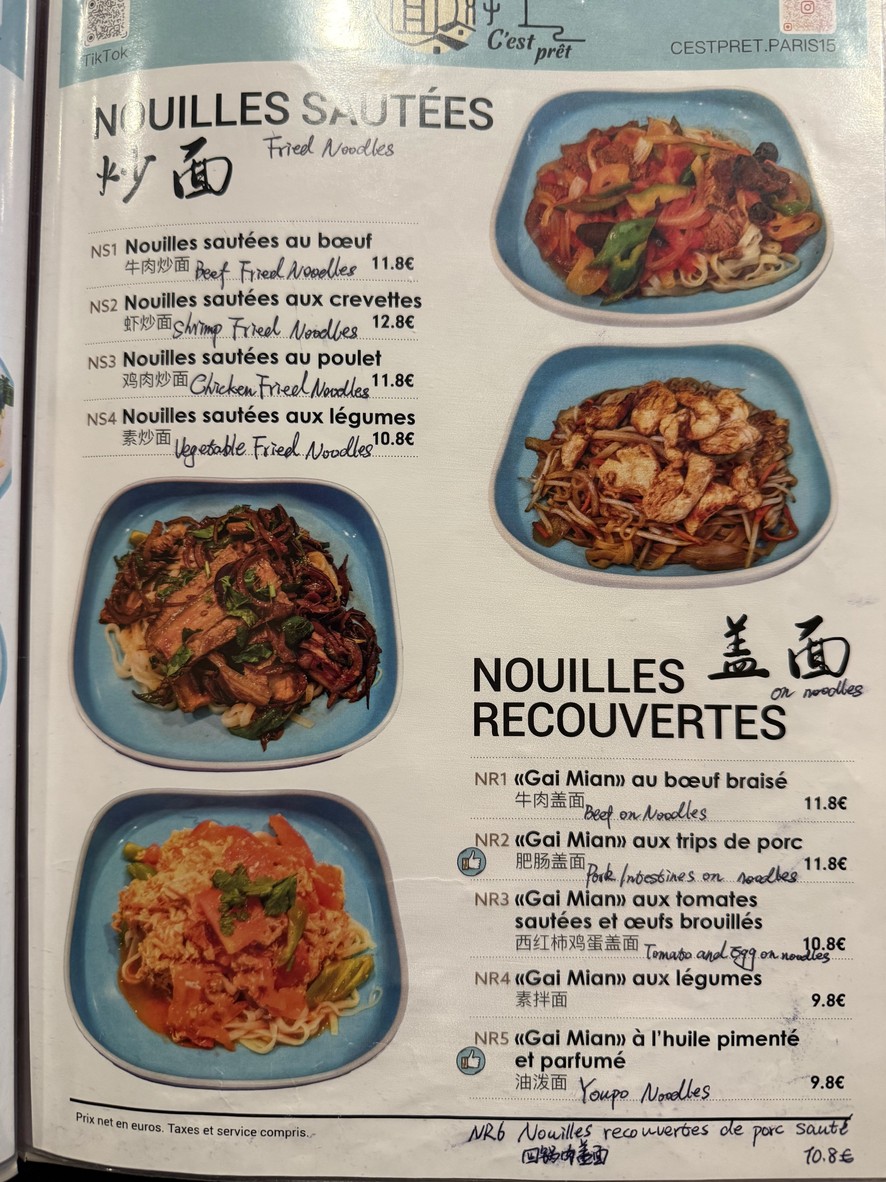 C'est Prêt menu 2