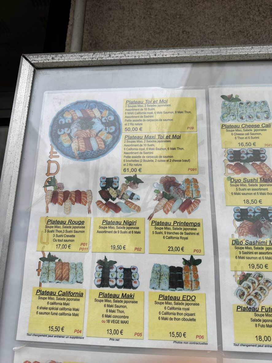 Edo Sushi menu 2