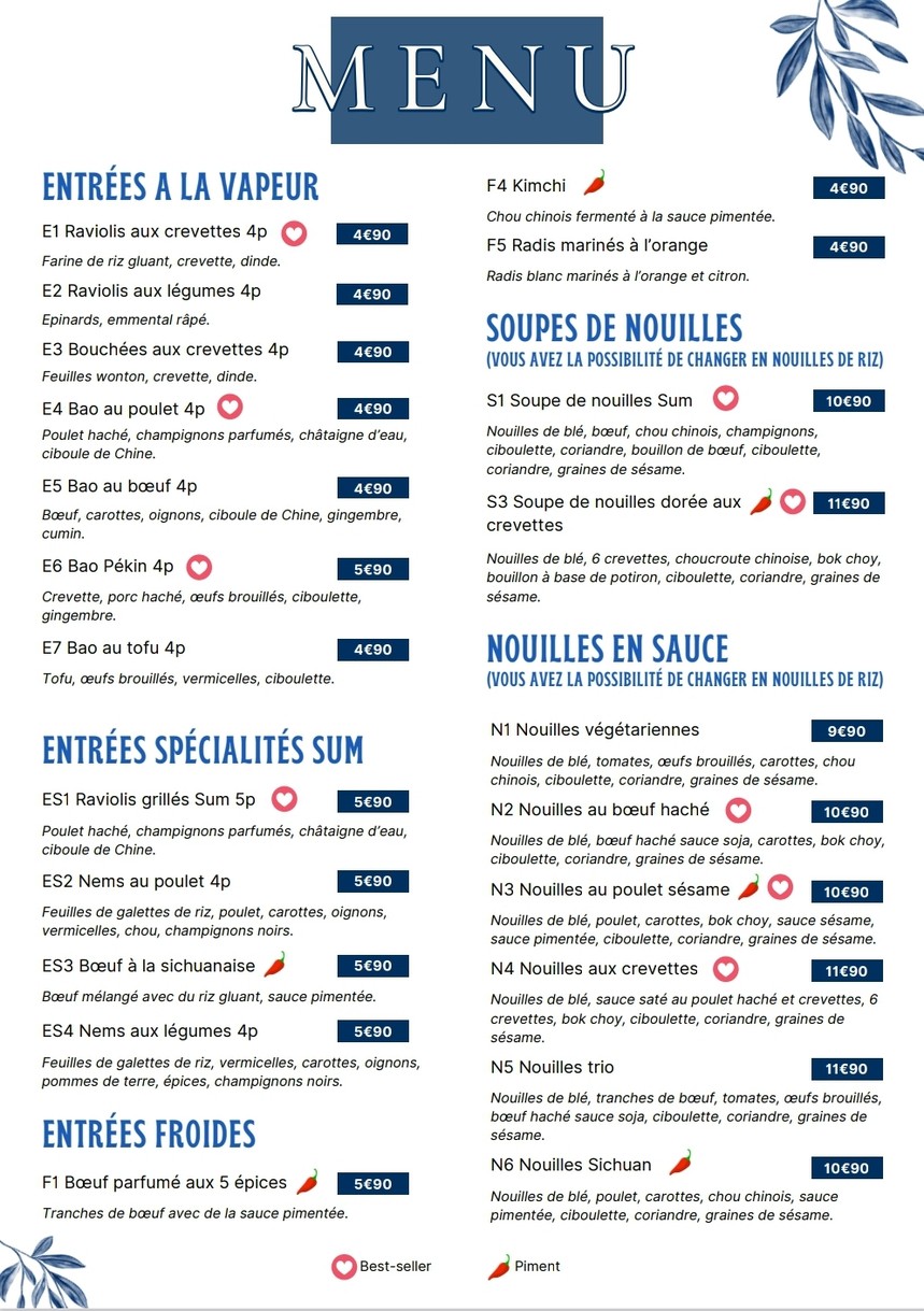 Bamboo & Sum menu 1