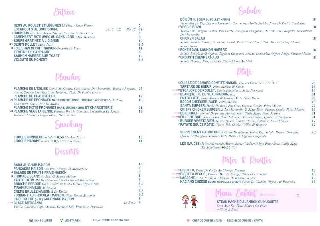 Café de l’Église menu 1