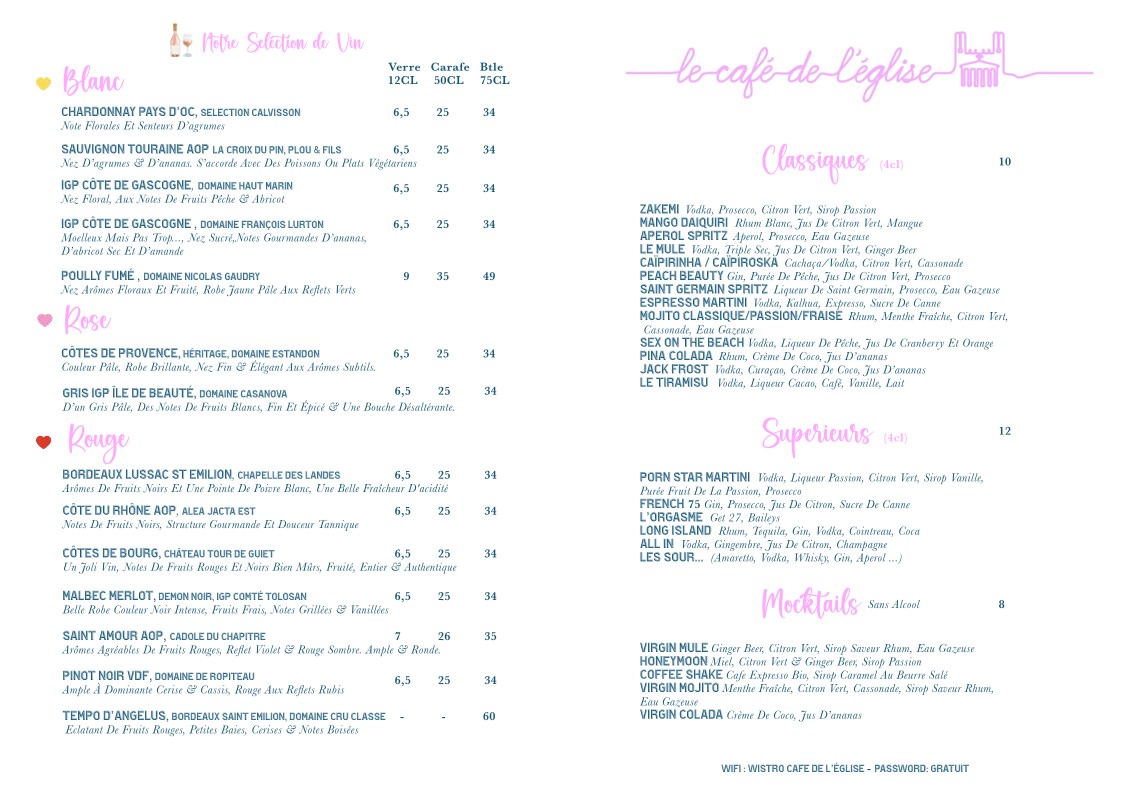 Café de l’Église menu 3