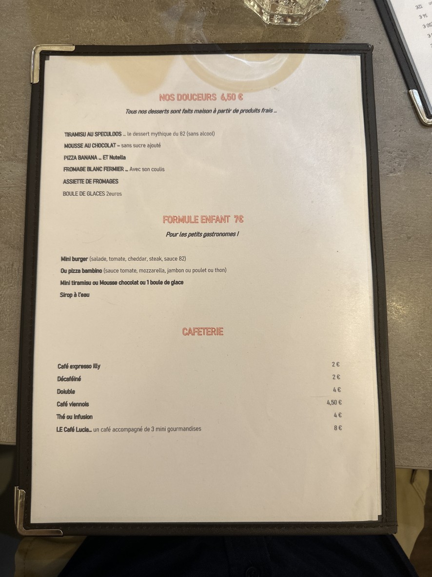 À Côté du... 82 menu 3