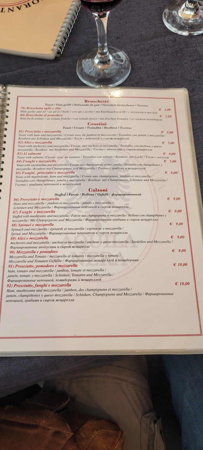 Aquila Nera menu 1