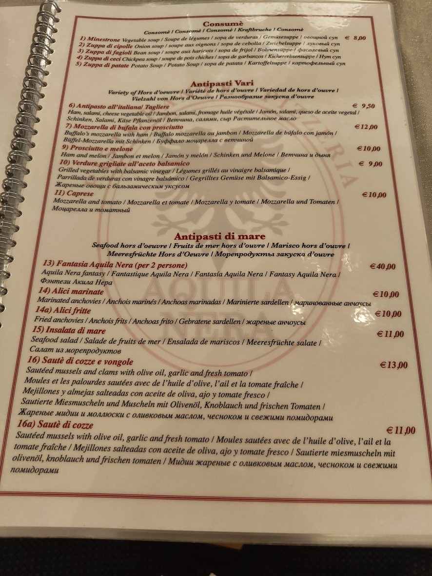 Aquila Nera menu 2