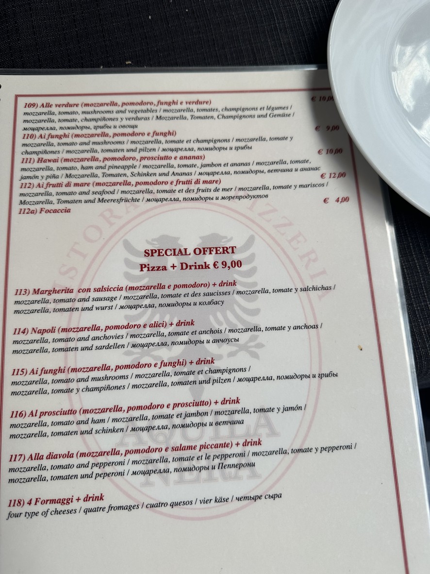 Aquila Nera menu 5